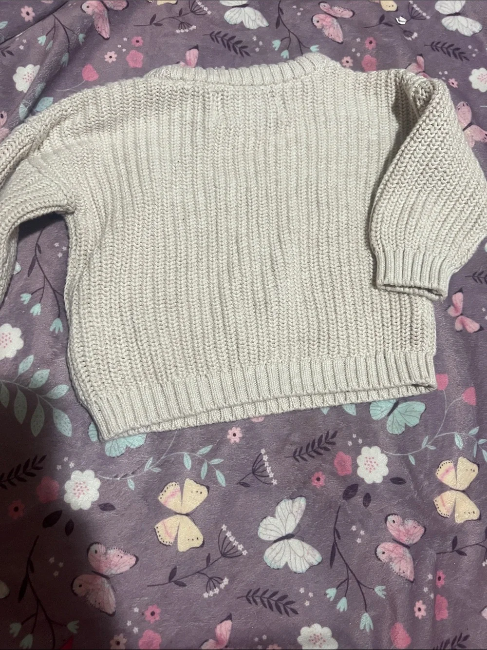 Kids Cream Knit Sweater with Embroidered 'Boo' Detail